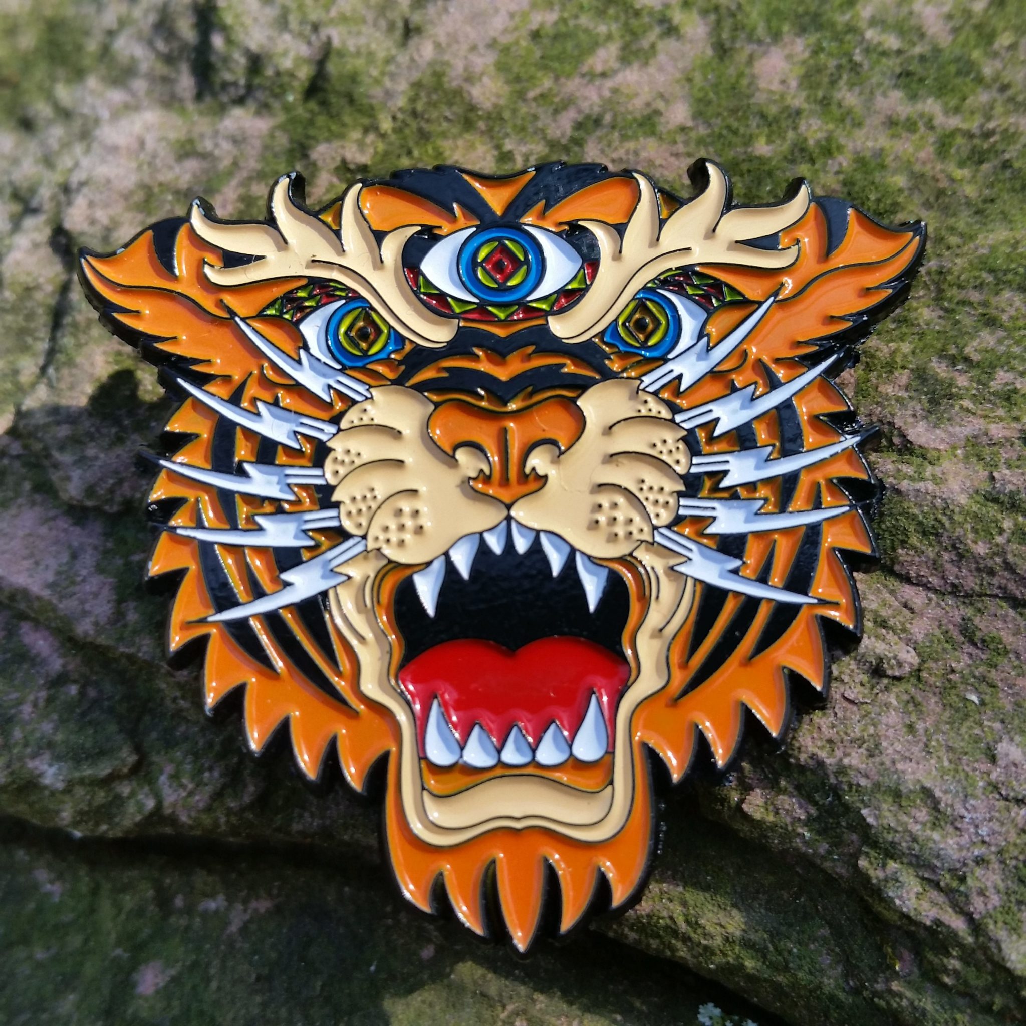 Third Eye Tiger spirit animal pin - biker, tattoo flash, jambands, music  festival, jerry garcia, grateful dead and company co | Uncle John's  Outfitters